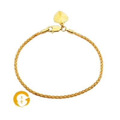 916 Gold Silken Bracelet With Heart Charm Width 1.8mm