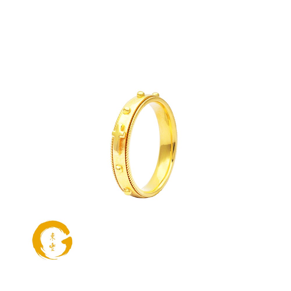 916 Gold Rotatable Rosary Ring - Image 3
