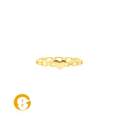 916 Gold Shiny Felicity Heart Links Ring