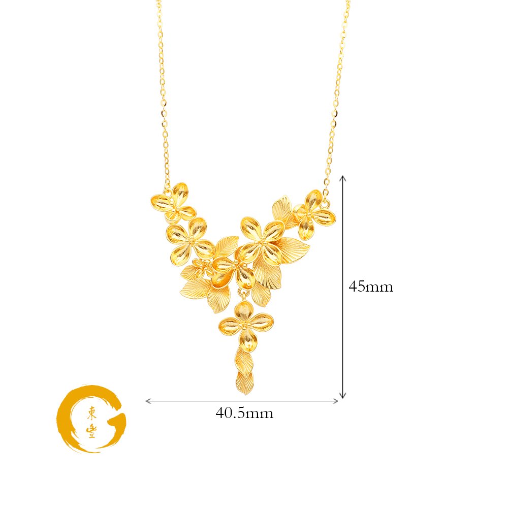 916 Gold Cascading Purity Blossoms Necklace - Image 4