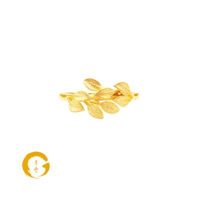 916 Gold Cascading Foliage Leaves Ring