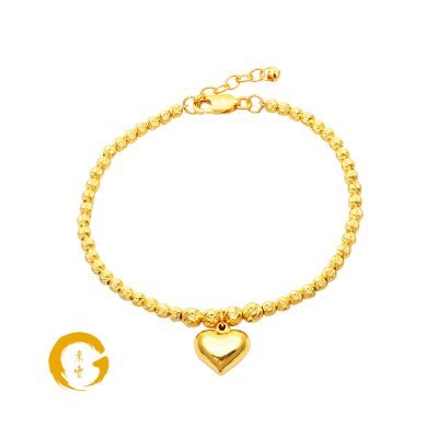 916 Gold Lola Beads Dangling Heart Bracelet