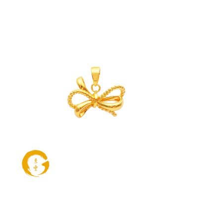 916 Gold Rope Ribbon Pendant