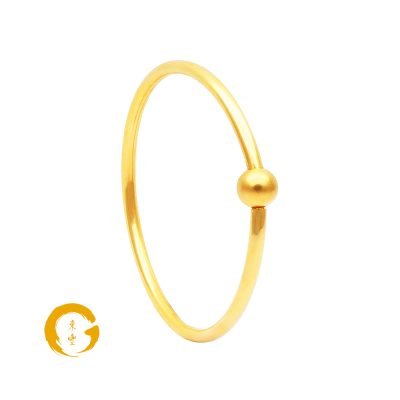 916 Gold Sand Based Ball Screw Bangle Width 3mm