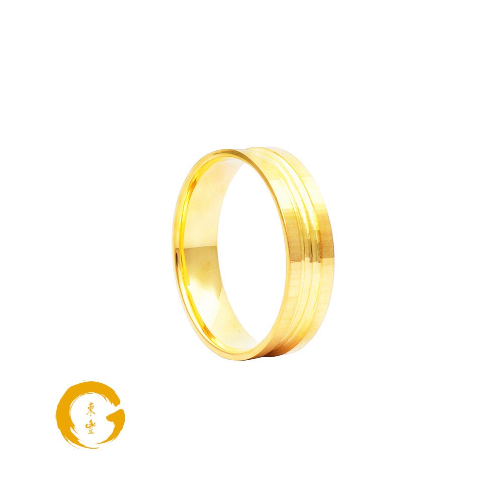 916 Gold Luxe Double Groove Eternity Comfort Fit Ring (6mm) - Image 3