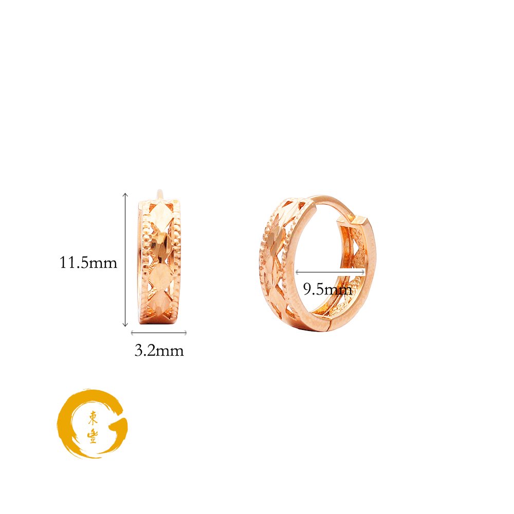18K Rose Gold Diamonte Miligrain Huggie Earrings - ONLINE EXCLUSIVE - Image 4