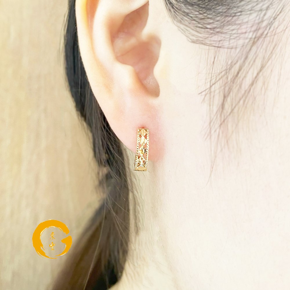 18K Rose Gold Diamonte Miligrain Huggie Earrings - ONLINE EXCLUSIVE - Image 2