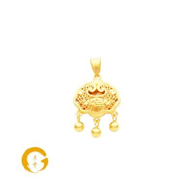 916 Gold Lucky Blessings Ru Yi Suo Pendant