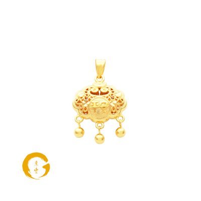 916 Gold Safety Peace Blessings Ru Yi Suo Pendant