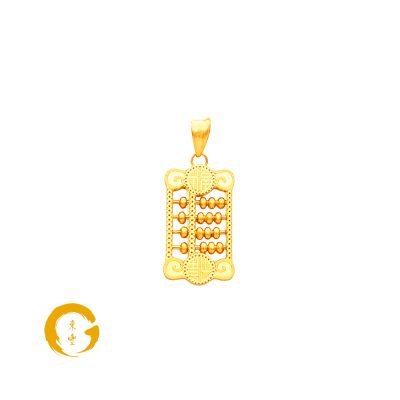 916 Gold Abacus of Prosperity Pendant