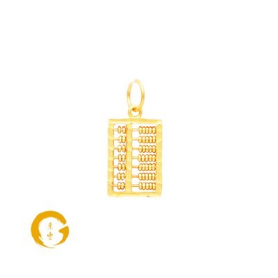 916 Gold Classic Glittering Abacus Pendant (Small 5 Rows)