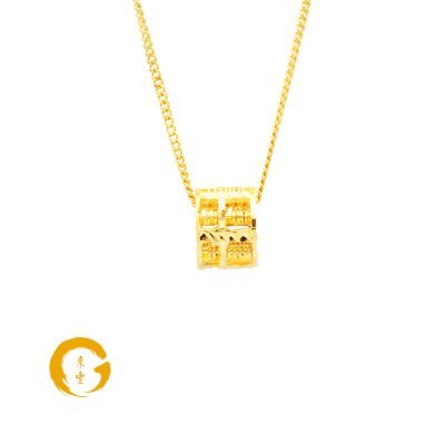 916 Gold Mini Classic Huat Barrel Abacus Pendant - S