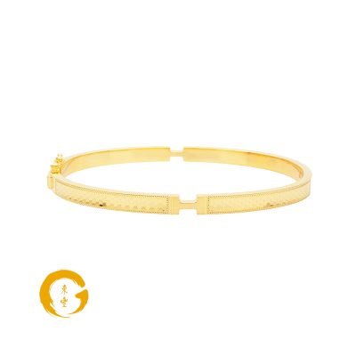 916 Gold H Honeyglow Dot Luxe Oval Bangle Width 4mm